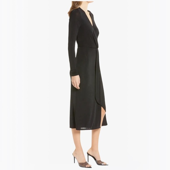 Good American Shimmer Long Sleeve Faux Wrap Dress - M - Picture 4 of 16